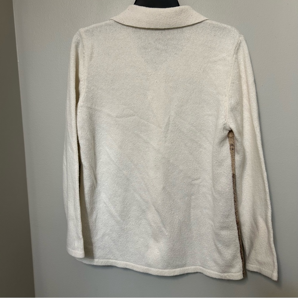 Allison Daley Cream and Brown Floral Cardigan size small cottagecore zip‎ front - Picture 7 of 7